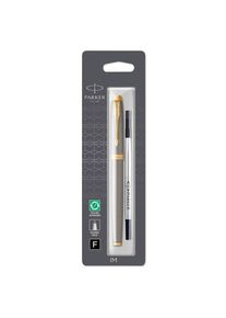 Parker IM Tintenroller | Brushed Metal | feine Schreibspitze | Nachfüllmine mit schwarzer Tinte | Blister-Verpackung
