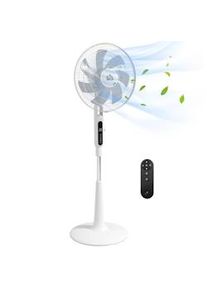 HOMCOM Ventoinha de Pé Ajustável em Altura com 7 Pás 28 Velocidades Oscilação de 75° Temporizador e Repelente de Mosquitos Branco