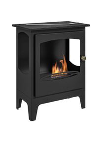 HOMCOM Lareira Bioetanol 7000BTU com Apagador de Aço Inoxidável Depósito de 1,2L Tempo de Combustão 3h para Interiores 20-25 m² 39x26x54 cm Preto