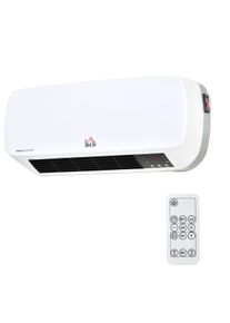 HOMCOM Aquecedor Cerâmico de Parede 1000W/2000W com Controle Remoto 3 Modos de Aquecimento Temporizador de 12h Termostato e Proteção