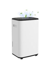 HOMCOM Desumidificador Depósito de Água 6 Litros 20L/Dia com 4 Modos 2 Velocidades Ecrã LED Temporizador 33,5x26x53 cm Branco