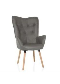 Mid.you Ohrensessel , Grau , Textil , Buche , 70x106x75 cm , Wohnzimmer, Sessel, Ohrensessel