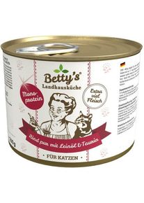 Bettys Landhausk&uuml;che Cat Nassfutter mit Rind pur & Lein&ouml;l, 6x200g