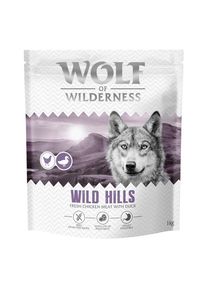 1kg Wolf of Wilderness Adult Wild Hills canard - sans c&eacute;r&eacute;ales Croquettes pour Chien