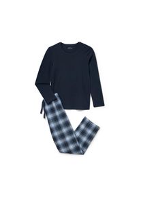 Tchibo - Kinder-Flanell-Pyjama - Jungen - Gr. 170/176 - weiß/kariert