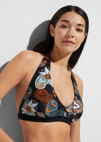 bonprix Mujer, Top de bikini anudado al cuello, negro, 36