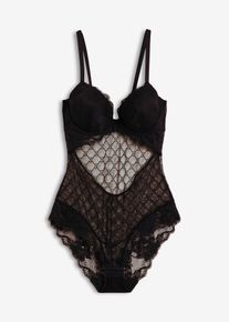 bonprix Body z ozdobną siateczką, czarny, 95