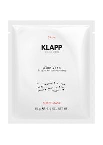 Klapp Cosmetics Huid Natuurlijk Aloe Vera Triple Action Soothing Sheet Mask Hydraterende maskers Unisex