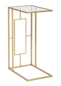 Mauro Ferretti Tavolinetto geometrico da divano in metallo dorato cm 40,5x25,5x60