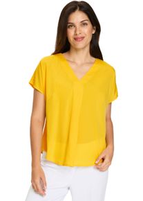 Damen Kurzarm-Bluse mit Falte im Vorderteil sonnengelb Gr&ouml;&szlig;e 50