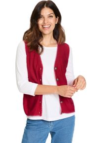 Damska Pleten&aacute; vesta, tradičn&eacute; gomb&iacute;ky Červen&aacute; &ndash; pr&iacute;rodn&yacute; hodv&aacute;b veľkosť 56