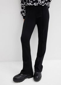 bonprix Pantalón acampanado de punto de algodón resistente, negro, 158