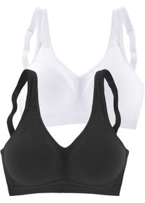 Petite Fleur Damen Soft-BH in weiß+schwarz ,Größe 105C, Witt, 90% Baumwolle, 10% Elasthan