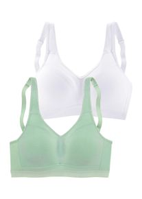 Petite Fleur Dames Soft-beha in wit+mint ,maat 90B, Witt, 90% Katoen, 10% Elastan