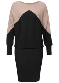 Lascana Damen Strickkleid in sand-schwarz ,Größe 36, Witt, 28% Polyester, 28% Polyester, 22% Polyamid
