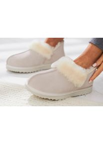 Vivance Dames Huisschoen in beige ,maat 37, Witt, 100% Leer