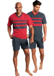Le Jogger Herren Pyjama in rot, grau ,Größe 44/46, Witt, 100% Baumwolle