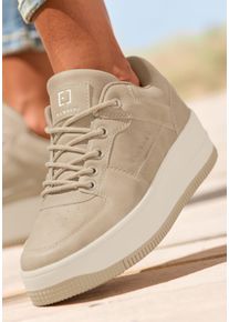 ELBSAND Dames Sneaker in beige ,maat 41, Witt, 100% Leer