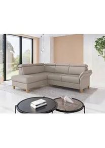 Sit & More Sit & More Ecksofa , Taupe , Textil , Eiche , massiv , Ottomane links, L-Form , 247x193 cm , Goldenes M, Oeko-Tex® Standard 100, Made in Europe, DGM-Klimapakt , Rücken echt, Armteil rechts , Wohnzimmer, Sofas & Couches, Wohnlandschaften, Ecksofas