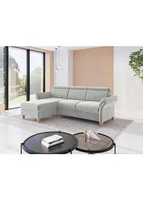 Sit & More Sit & More Ecksofa , Hellgrau , Textil , Eiche , massiv , Ottomane links, L-Form , 253x166 cm , Goldenes M, Oeko-Tex® Standard 100, Made in Europe, DGM-Klimapakt , Rücken echt, Armteil links, Armteil rechts , Wohnzimmer, Sofas & Couches, Wohnlandschaften, Ecksofas