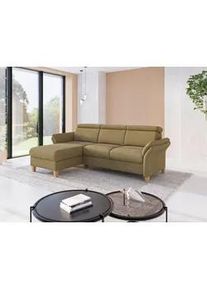 Sit & More Sit & More Ecksofa , Olivgrün , Textil , Eiche , massiv , Ottomane links, L-Form , 253x166 cm , Goldenes M, Oeko-Tex® Standard 100, Made in Europe, DGM-Klimapakt , Rücken echt, Armteil links, Armteil rechts , Wohnzimmer, Sofas & Couches, Wohnlandschaften, Ecksofas