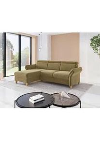 Sit & More Sit & More Ecksofa , Olivgrün , Textil , Eiche , massiv , Ottomane links, L-Form , 253x166 cm , Goldenes M, Oeko-Tex® Standard 100, Made in Europe, DGM-Klimapakt , Rücken echt, Armteil links, Armteil rechts , Wohnzimmer, Sofas & Couches, Wohnlandschaften, Ecksofas