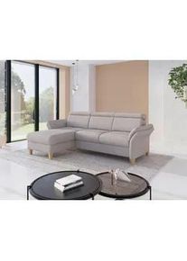 Sit & More Sit & More Ecksofa , Silberfarben , Textil , Eiche , massiv , Ottomane links, L-Form , 253x166 cm , Goldenes M, Oeko-Tex® Standard 100, Made in Europe, DGM-Klimapakt , Rücken echt, Armteil links, Armteil rechts , Wohnzimmer, Sofas & Couches, Wohnlandschaften, Ecksofas