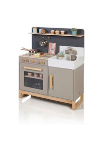 Musterkind Kinderk&uuml;che, Grau, Naturfarben, Holz, Holzwerkstoff, 36x90x76 cm, EN 71, CE, Spielzeug, Holzspielzeug