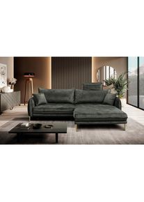 Mid.you Ecksofa , Gr&uuml;n , Textil , Ottomane rechts, L-Form , 264x196 cm , Made in EU , Liegefunktion , Wohnzimmer, Sofas & Couches, Wohnlandschaften, Ecksofas
