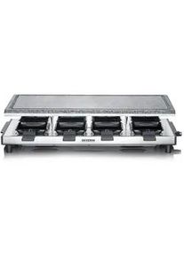 Severin Raclette-Grill Severin RG 2374 , Edelstahlfarben, Schwarz , Metall, Kunststoff, Stein , 54x24.5x13.7 cm , Kontrollleuchte, antihaftbeschichtete Raclette-Pf&auml;nnchen, abnehmbare Steinplatte, regelbarer Thermostat, Fettauffangschale, Temperaturregler , Kochgeschirr, Tischgrills & Fondues, Raclette-Grills