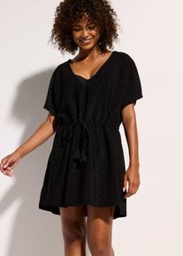 bonprix Tunika plażowa z połyskującą nitką, czarny, 52/54