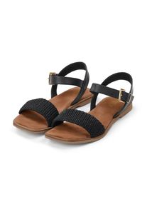Tchibo - Ledersandalen mit Häkelriemen - Damen - Gr. 37 - schwarz