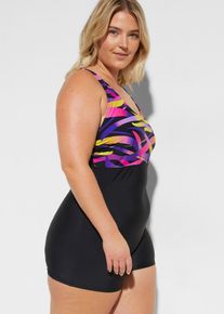 bonprix Femei Costum de baie sport cu picior, din material cu uscare rapidă, negru, 52