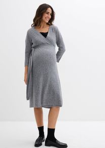 bonprix Női Nagyon puha bord&aacute;s kismama- &eacute;s szoptat&oacute;s k&ouml;t&ouml;tt ruha 3/4-es ujjakkal, sz&uuml;rke, 48/50