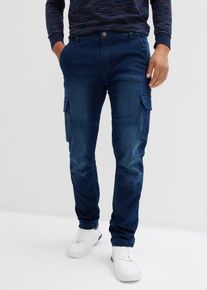 bonprix Jeansy ocieplane, regular fit, z kieszeniami cargo, elastycznym pasem i podszewką z flaneli, straight, niebieski, 44