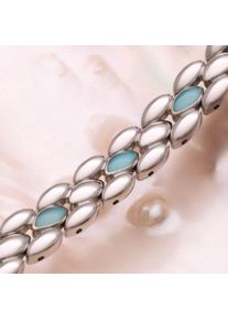 Bracelet Holzkern pour Femme Fairylights (aigue-marine/argent) en bois naturel, taille ajustable