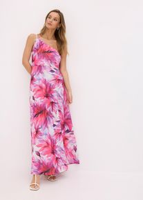 bonprix Sukienka one-shoulder ze strukturalnej krepy, biały, 32