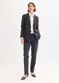 bonprix Femei Costum cu pantaloni (2 piese) cu model cu dungi fine, negru, 42