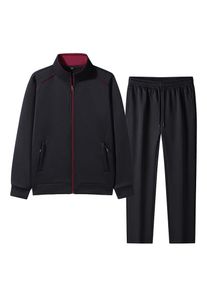 Men's Zip Long Sleeve Cardigan Solid Color Round Neck Fashion Top Elastic High Waist Pants Pocket Pants Suit