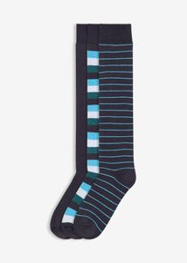 Lot de 3 paires de chaussettes hautes thermiques avec intérieur en éponge douce - bleu - taille 39-42 - Tissu éponge - bonprix