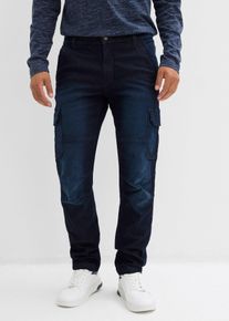 Jean cargo avec doublure thermique en flanelle et taille &eacute;lastiqu&eacute;e droit - bleu - taille 44 avec coton - bonprix