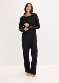Pyjama à dentelle brillante - noir - taille 42/44 (M) - Viscose - bonprix