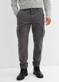 Pantalon cargo et loose &agrave; doublure chaude en flanelle et taille &eacute;lastiqu&eacute;e droit - gris - taille 54 - 100% coton - bonprix