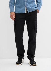 Pantalon cargo et loose &agrave; doublure chaude en flanelle et taille &eacute;lastiqu&eacute;e droit - noir - taille 48 - 100% coton - bonprix