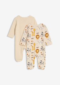 Lot de 2 combipyjamas bébé 100% coton - blanc - taille 68/74 - 100% coton - bonprix