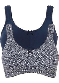 Lot de 2 soutiens-gorge coton sans armatures - bleu - taille 110C avec coton - bonprix