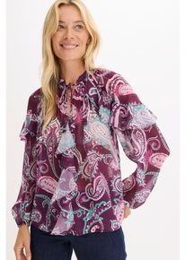 Blouse &agrave; volants - violet - taille 42 - bonprix