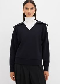 Sweat-shirt &agrave; col large - noir - taille 42/44 (M) - Viscose - bonprix