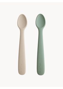 mushie Cucharas infantiles Cambridge, set de 2 Beige, Verde Plástico L 16 cm