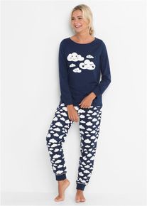 Pyjamas i 100% &oslash;kologisk bomull, bl&aring;, st&oslash;rrelse 48/50 (XL), bonprix